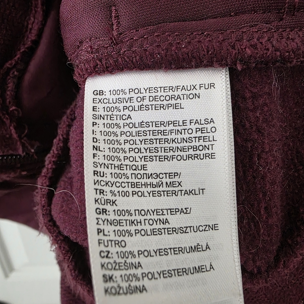 The North Face Furry Fleece Full Zip Jacket M Burgundy Red - Picture 7 of 12